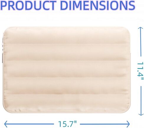 WU-S Puffy 15-16 Inch Laptop Sleeve Case for Women Men Carrying Cover Compatible with MacBook Pro 15" 16", Latitude 7640, 15.6" 15b. Notebook Portable Case (Beige, 15-16 Inch) in Kuwait