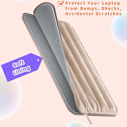 WU-S Puffy 15-16 Inch Laptop Sleeve Case for Women Men Carrying Cover Compatible with MacBook Pro 15" 16", Latitude 7640, 15.6" 15b. Notebook Portable Case (Beige, 15-16 Inch) in Kuwait