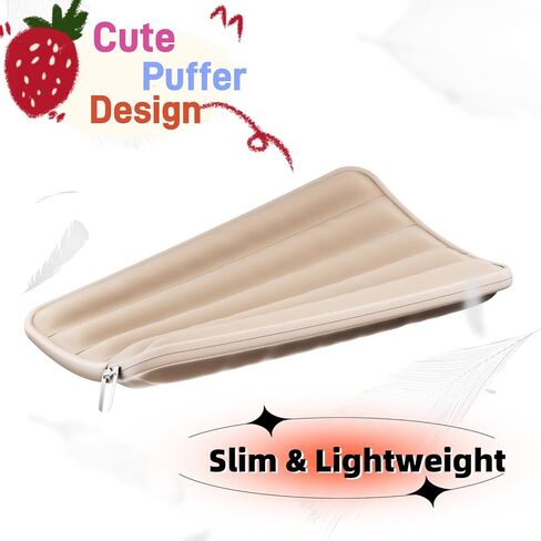 WU-S Puffy 15-16 Inch Laptop Sleeve Case for Women Men Carrying Cover Compatible with MacBook Pro 15" 16", Latitude 7640, 15.6" 15b. Notebook Portable Case (Beige, 15-16 Inch) in Kuwait