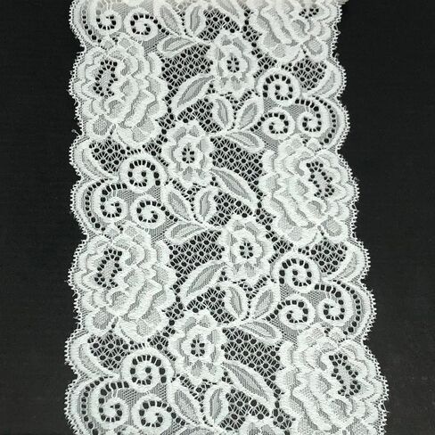 6 Inch Wide Stretch Lace Ribbon Elastic Lace Trim Fabric, Perfect for Crafting, Sewing Making, Gift Wrapping and Bridal Wedding Decorations - 5 Yards - 8903 (Black) in Kuwait