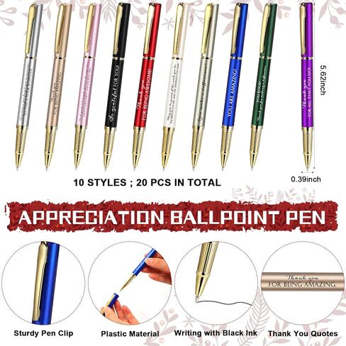 Geyoga 20 Set Employee Appreciation Gift Inspirational Ballpoint Pen Black Ink with Thank You Card Motivational Gift for Team Coworker Nurse Volunteer Assistant Graduation(Boho Colors,Rustic Style) in Kuwait