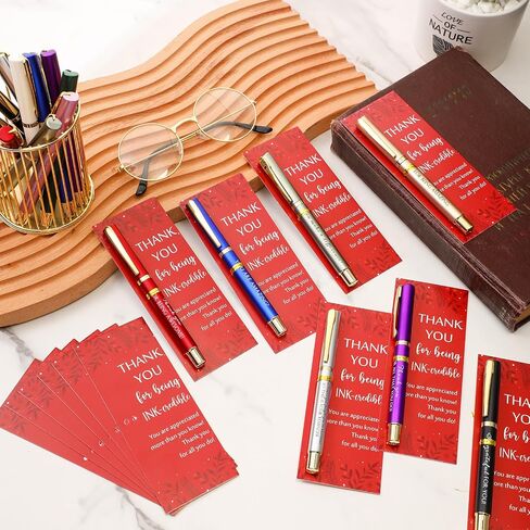 Geyoga 20 Set Employee Appreciation Gift Inspirational Ballpoint Pen Black Ink with Thank You Card Motivational Gift for Team Coworker Nurse Volunteer Assistant Graduation(Boho Colors,Rustic Style) in Kuwait