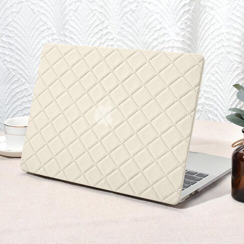 Seorsok Compatible with MacBook Air 13 Inch Case 2022 2021 2020 2019 2018 Release A1932 A2179 M1 A2337 Touch ID,Anti-Fingerprint Elegant Grid Leather Plastic Case with Keyboard Cover,Beige in Saudi Arabia