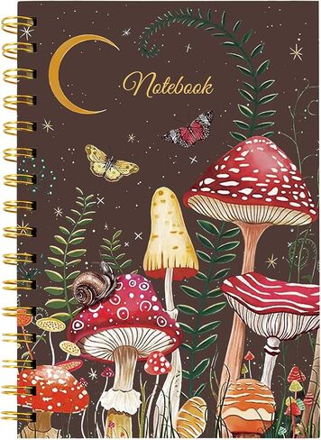 Mushroom Spiral Journal Notebook 80 Sheets A5 Moon Night College Ruled Notebook Strong Twin-Wire Binding with Premium Paper for School Office Home Gifts in Saudi Arabia
