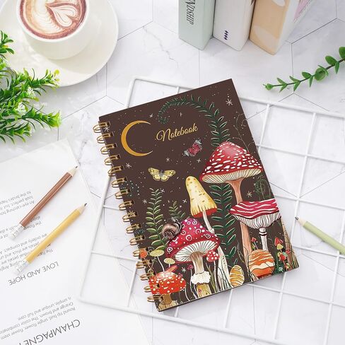 Mushroom Spiral Journal Notebook 80 Sheets A5 Moon Night College Ruled Notebook Strong Twin-Wire Binding with Premium Paper for School Office Home Gifts in Saudi Arabia