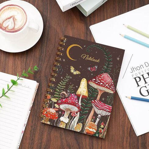 Mushroom Spiral Journal Notebook 80 Sheets A5 Moon Night College Ruled Notebook Strong Twin-Wire Binding with Premium Paper for School Office Home Gifts in Saudi Arabia