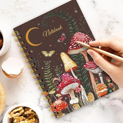 Mushroom Spiral Journal Notebook 80 Sheets A5 Moon Night College Ruled Notebook Strong Twin-Wire Binding with Premium Paper for School Office Home Gifts in Saudi Arabia