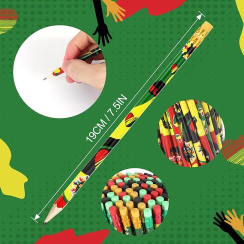 200 قطعة من أقلام الرصاص الخشبية لشهر التاريخ الأسود من Kolewo4ever مع ممحاة وأقلام رصاص خشبية لهدايا الفصول الدراسية والمكاتب (200) in Saudi Arabia
