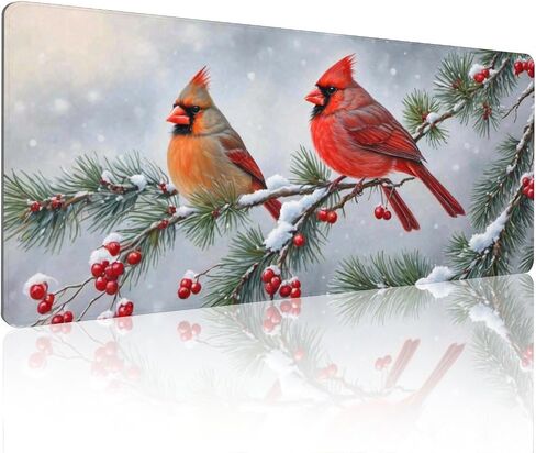 Christmas Winter Mouse Pad, Xmas Extended Large Mat Mousepad Desk Pad Rubber Base Stitched Edge Winter Holiday Long Keyboard Pad for Computer, 31.5 X 11.8 Inch in Saudi Arabia