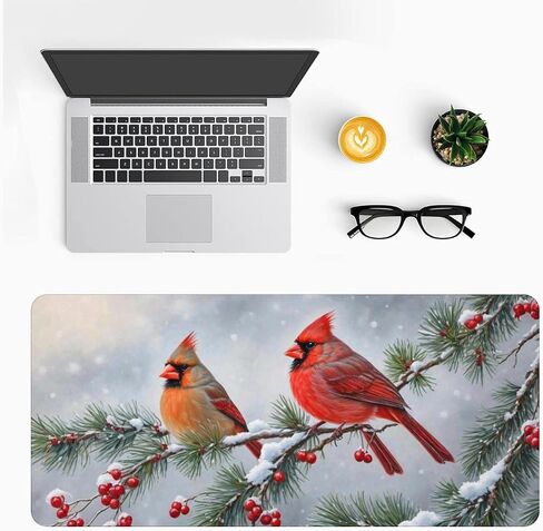 Christmas Winter Mouse Pad, Xmas Extended Large Mat Mousepad Desk Pad Rubber Base Stitched Edge Winter Holiday Long Keyboard Pad for Computer, 31.5 X 11.8 Inch in Saudi Arabia