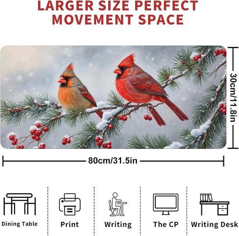 Christmas Winter Mouse Pad, Xmas Extended Large Mat Mousepad Desk Pad Rubber Base Stitched Edge Winter Holiday Long Keyboard Pad for Computer, 31.5 X 11.8 Inch in Saudi Arabia