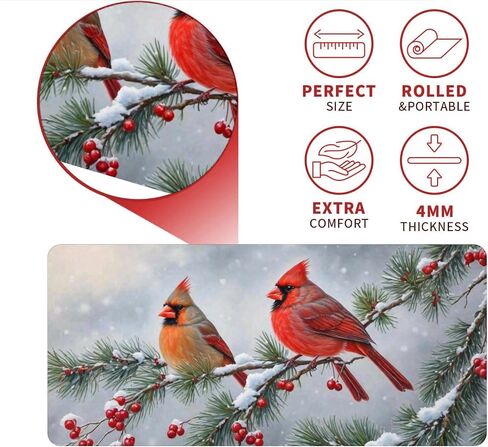 Christmas Winter Mouse Pad, Xmas Extended Large Mat Mousepad Desk Pad Rubber Base Stitched Edge Winter Holiday Long Keyboard Pad for Computer, 31.5 X 11.8 Inch in Saudi Arabia
