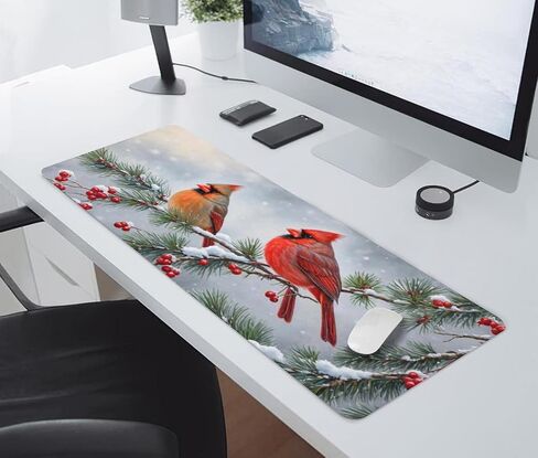Christmas Winter Mouse Pad, Xmas Extended Large Mat Mousepad Desk Pad Rubber Base Stitched Edge Winter Holiday Long Keyboard Pad for Computer, 31.5 X 11.8 Inch in Saudi Arabia