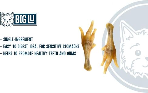 Big Lu – Nail-Free Chicken Feet Dog Chews, 100% Natural Dog Treats with Single Ingredient, Long Lasting and Rich in Glucosamine and Chondroitin for Joint Health, No Nails Dog Snacks (60 Chews) in Saudi Arabia