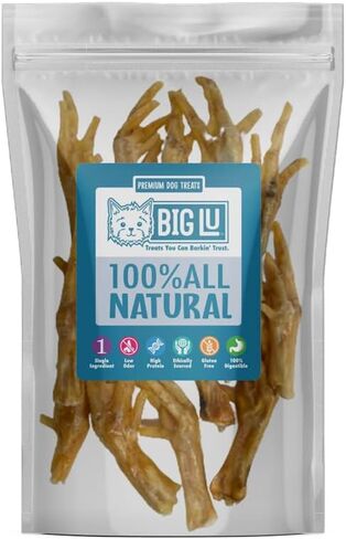 Big Lu – Nail-Free Chicken Feet Dog Chews, 100% Natural Dog Treats with Single Ingredient, Long Lasting and Rich in Glucosamine and Chondroitin for Joint Health, No Nails Dog Snacks (60 Chews) in Saudi Arabia