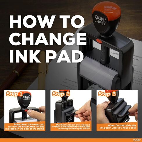 ZIGEL Heavy Duty Style Self Inking Date Stamp with Paid - Style A - Blue/Red 2 Color Ink in Kuwait