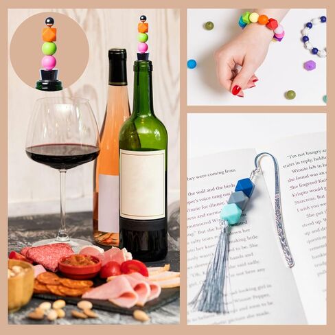 60Pcs Silicone Beads 14mm Hexagon Silicone Beads for Keychain Making Bulk 30 Colors Large Polygonal Loose Round Rubber Beads for Pens Necklace Bracelet Making Kit Jewelry, Art Crafts DIY Geometric in Saudi Arabia
