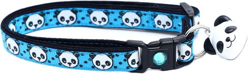 Panda Bear Cat Collar with Charm & Bell | Safety Breakaway Collar | Adjustable Large Size or Kitten Collar (Aqua, Small(10lbs & Less)) in Kuwait