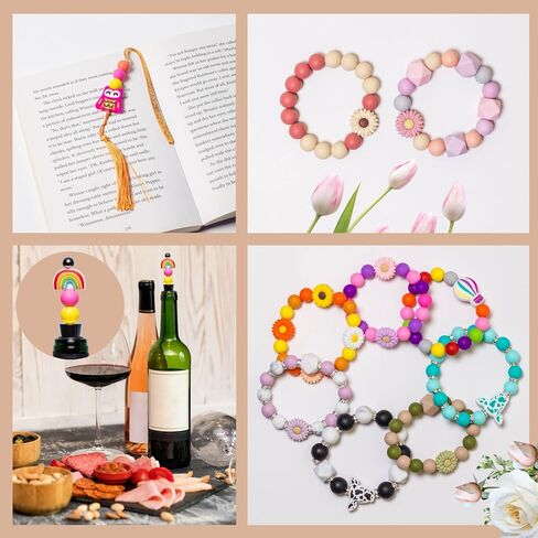 60Pcs Silicone Beads 14mm Hexagon Silicone Beads for Keychain Making Bulk 30 Colors Large Polygonal Loose Round Rubber Beads for Pens Necklace Bracelet Making Kit Jewelry, Art Crafts DIY Geometric in Saudi Arabia