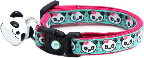 Panda Bear Cat Collar with Charm & Bell | Safety Breakaway Collar | Adjustable Large Size or Kitten Collar (Aqua, Small(10lbs & Less)) in Kuwait