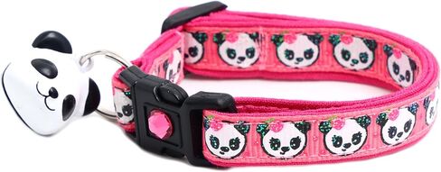 Panda Bear Cat Collar with Charm & Bell | Safety Breakaway Collar | Adjustable Large Size or Kitten Collar (Aqua, Small(10lbs & Less)) in Kuwait