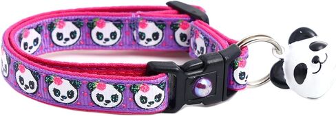 Panda Bear Cat Collar with Charm & Bell | Safety Breakaway Collar | Adjustable Large Size or Kitten Collar (Aqua, Small(10lbs & Less)) in Kuwait