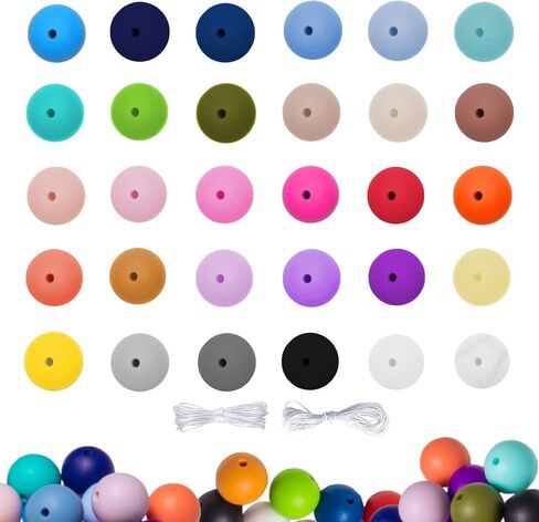60Pcs Silicone Beads 14mm Hexagon Silicone Beads for Keychain Making Bulk 30 Colors Large Polygonal Loose Round Rubber Beads for Pens Necklace Bracelet Making Kit Jewelry, Art Crafts DIY Geometric in Saudi Arabia