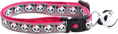 Panda Bear Cat Collar with Charm & Bell | Safety Breakaway Collar | Adjustable Large Size or Kitten Collar (Aqua, Small(10lbs & Less)) in Kuwait