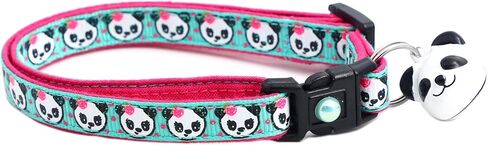 Panda Bear Cat Collar with Charm & Bell | Safety Breakaway Collar | Adjustable Large Size or Kitten Collar (Aqua, Small(10lbs & Less)) in Kuwait