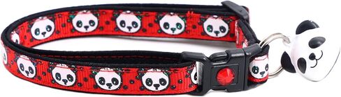 Panda Bear Cat Collar with Charm & Bell | Safety Breakaway Collar | Adjustable Large Size or Kitten Collar (Aqua, Small(10lbs & Less)) in Kuwait