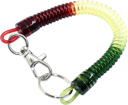 4 Pcs Retractable Coil Spring Keychain Colorful Spiral Coil Cord Keychain Holder with Key Ring & Lobster Clasp, Spiral Lanyard Cord for Keys Wallet Cellphone, Blue & Green in Kuwait