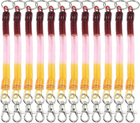 4 Pcs Retractable Coil Spring Keychain Colorful Spiral Coil Cord Keychain Holder with Key Ring & Lobster Clasp, Spiral Lanyard Cord for Keys Wallet Cellphone, Blue & Green in Kuwait
