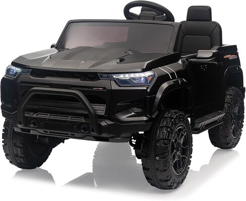 24V Kids Ride On Car 2 Seater Electric Ride On Toy for Toddlers Battery Powered Truck Car with Remote Control, Battery Display, Handle, Trunk, LED Lights, Music (Black) in Saudi Arabia