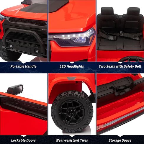 24V Kids Ride On Car 2 Seater Electric Ride On Toy for Toddlers Battery Powered Truck Car with Remote Control, Battery Display, Handle, Trunk, LED Lights, Music (Black) in Saudi Arabia