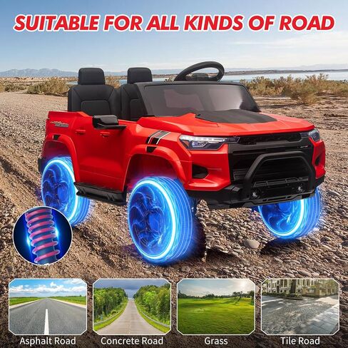 24V Kids Ride On Car 2 Seater Electric Ride On Toy for Toddlers Battery Powered Truck Car with Remote Control, Battery Display, Handle, Trunk, LED Lights, Music (Black) in Saudi Arabia