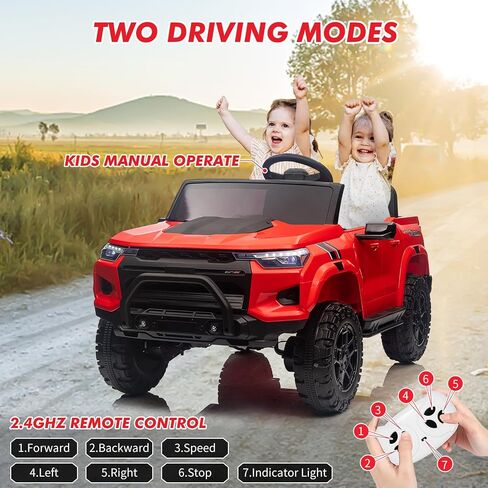 24V Kids Ride On Car 2 Seater Electric Ride On Toy for Toddlers Battery Powered Truck Car with Remote Control, Battery Display, Handle, Trunk, LED Lights, Music (Black) in Saudi Arabia