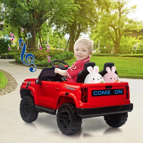 24V Kids Ride On Car 2 Seater Electric Ride On Toy for Toddlers Battery Powered Truck Car with Remote Control, Battery Display, Handle, Trunk, LED Lights, Music (Black) in Saudi Arabia