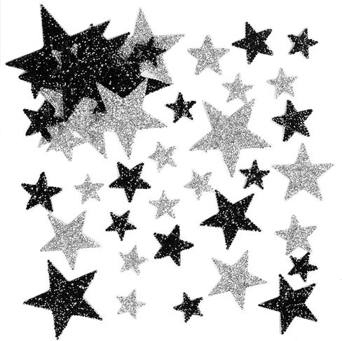 TORC 32Pcs Star Appliques Iron on Patches for Hats, Jeans, Clothing, Shirts, Iron on Glitter Star Applique, Rhinestone Stars Iron on Patches for DIY Crafts (Silver, Mixed Size) in Saudi Arabia