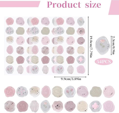 Pink Wax Seal Stickers Wedding Invitation Envelope Seal Stickers 54Pcs Adhesive Blush Stickers Premade Crystal Style with Floral for Bridal Shower Party Letter Envelope Gift Wrap Invitations Christmas in Saudi Arabia