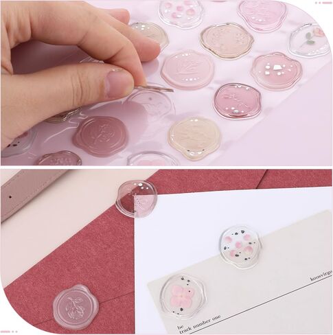 Pink Wax Seal Stickers Wedding Invitation Envelope Seal Stickers 54Pcs Adhesive Blush Stickers Premade Crystal Style with Floral for Bridal Shower Party Letter Envelope Gift Wrap Invitations Christmas in Saudi Arabia