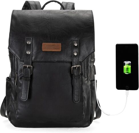 Wrangler Backpack for Women & Men Vegan Leather Travel Laptop Backpack Navy Blue College Backpack in Saudi Arabia