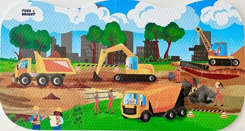 Construction Trucks Foam Puzzle -Excavator, Crane Truck, Cement Mixer, Dump Cones and Workers- Educational Truck Floor for Kids - 25 Pieces Bright! Yellow, Orange, Green Zone Kids! 13x24 inches in Saudi Arabia