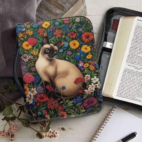 Horse Flowers Print Bible Covers for Women Men PU Leather Bible Bag Bible Carrying Case Bible Protective Bible Hand Bag with Handle Bible Accessories, M in Kuwait