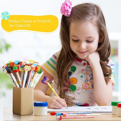 أقلام رصاص على شكل حيوانات من Zonon Kids مع ممحاة كرتونية لطيفة، أقلام خشبية ممتعة، أقلام جرافيت ملونة متنوعة مع مجموعة مطاطية لهدايا الأطفال العودة إلى اللوازم المدرسية (40 قطعة) in Saudi Arabia