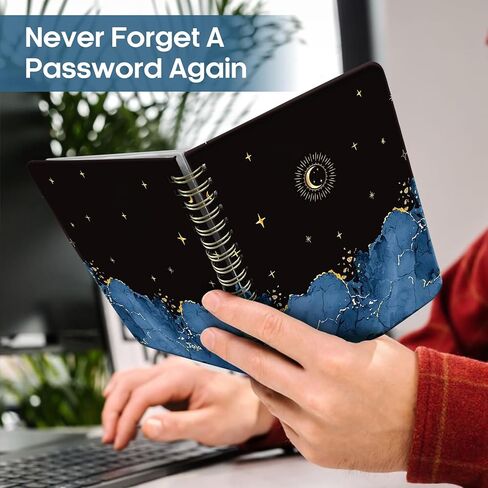 كتاب كلمات المرور مع علامات تبويب أبجدية، كتاب كلمات مرور حلزوني مقاس 5.5 بوصة × 6.7 بوصة، كتب كلمات مرور صغيرة لكبار السن، كتاب لحفظ كلمات المرور لمساعدتك على البقاء منظمًا - ليلاً in Kuwait