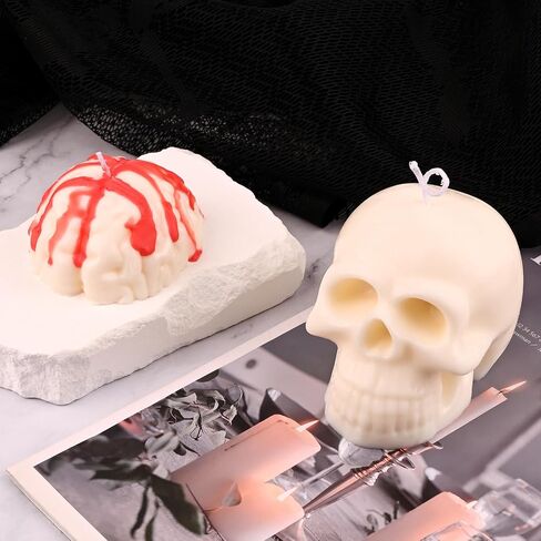 Actvty Skull Mold Brain Resin Mold, Brain and Skull Silicone Molds for Resin Casting, Halloween Silicone Molds DIY Resin Crafts, Candle, Soap, Chocolate, Jelly, Halloween Party Decor in Kuwait