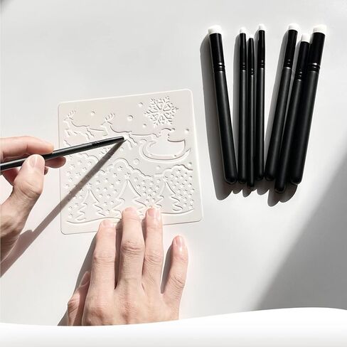 UNIMEIX فرشاة جافة للرسم المصغر مجموعة الرسم المصغر الجاف هواية مزج التفاصيل للرسم المصغر بدون جهد (6 رأس مستدير + 6 رأس مائل) in Kuwait