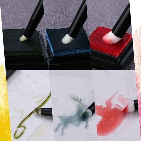 UNIMEIX فرشاة جافة للرسم المصغر مجموعة الرسم المصغر الجاف هواية مزج التفاصيل للرسم المصغر بدون جهد (6 رأس مستدير + 6 رأس مائل) in Kuwait