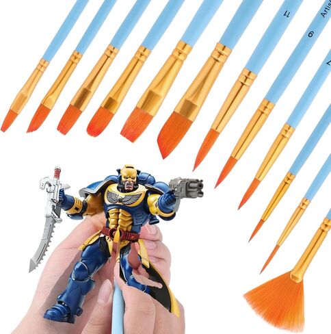 فرشاة طلاء 12 قطعة من Palksky للحصول على تفاصيل دقيقة، مجموعة فرش رسم صغيرة صغيرة لشخصيات الألعاب/التمثال/الحرف الفنية النموذجية (أزرق) in Kuwait