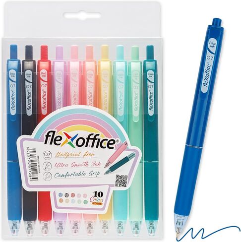 Retractable Ballpoint Pens Assorted Colors 0.7mm, Medium Point with Super Soft Grip, Christmas Multicolor Pens Gifts - 10 Pack in Kuwait